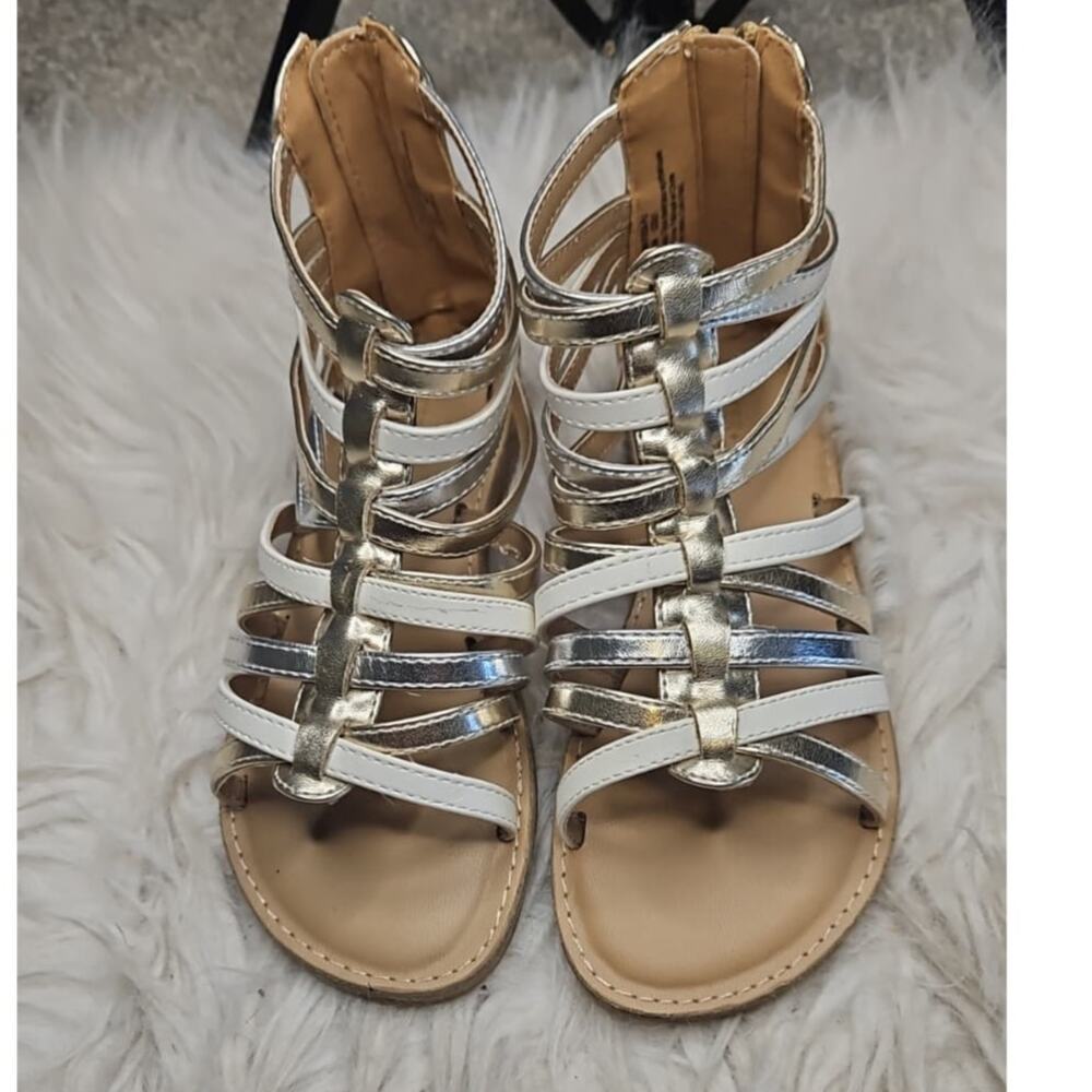 Tucker + Tate  Girls  Gladiator Sandals - Gold/Silver/White - Size 13M - Picture 3 of 7